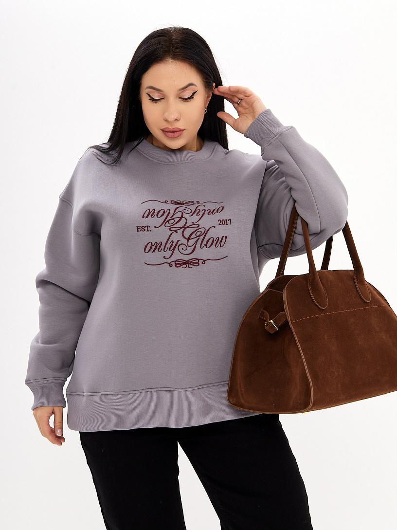 Свитшот с вышивкой Ультра_3701/серый